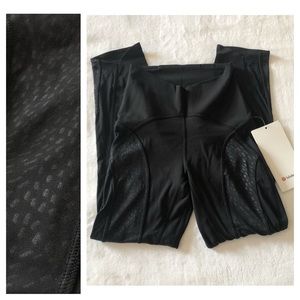 Lululemon Nulu and Mesh Mid-Rise Yoga Crop 23" Black Leggings